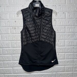 Nike Running Black Puffer Vest Asymmetrical Size Small